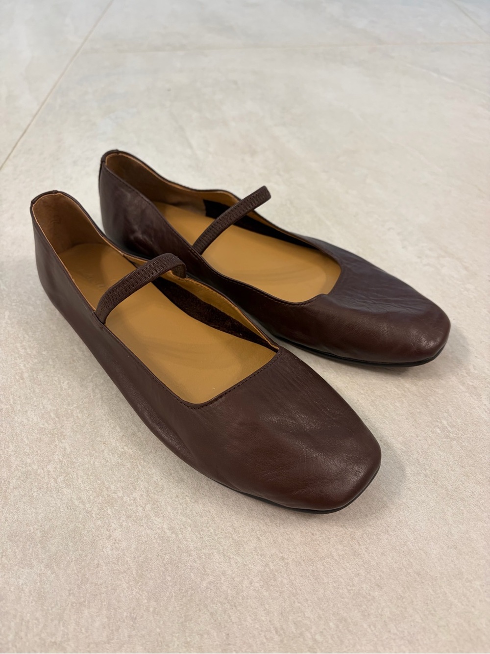Madewell Chocolate Raisin Leather Mary Jane Flats SZ 8.5 Excellent Condition
